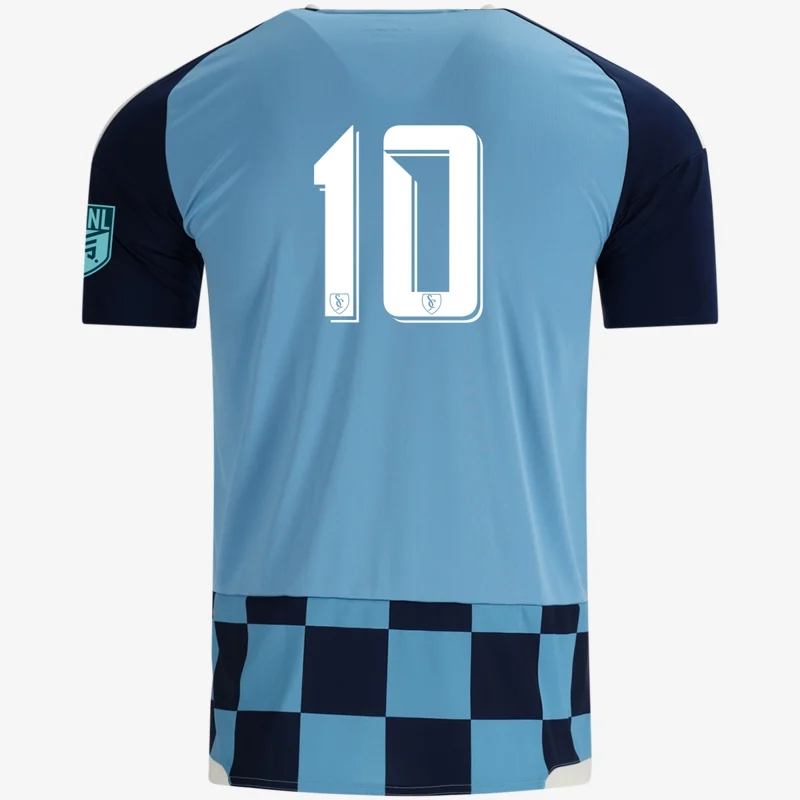 ECNL third kit jersey (sky blue and navy checks), back