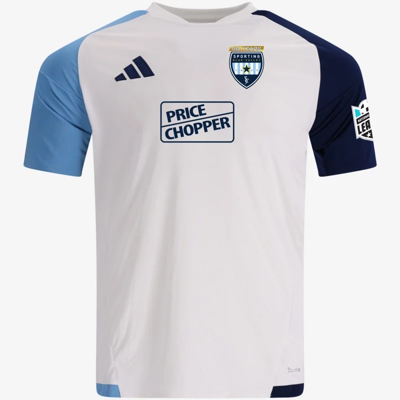 NAL home jersey (white with sky blue and navy sleeves), front