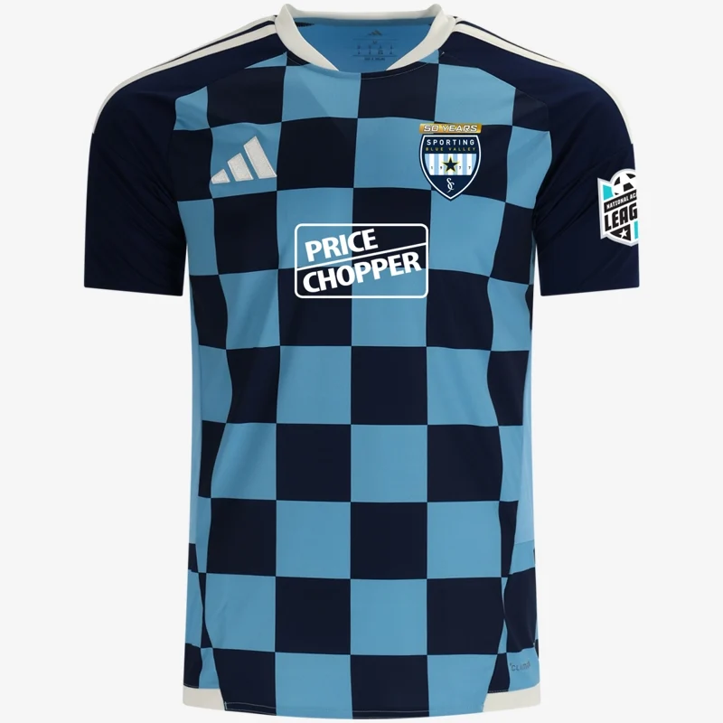 NAL third kit jersey (sky blue and navy checks), front