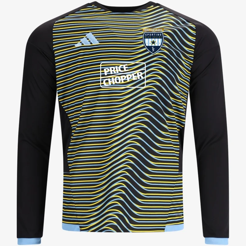 Black long sleeve goalkeeper jersey with a yellow pattern