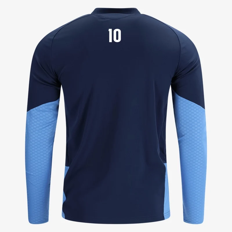 Navy warm-up jacket, back